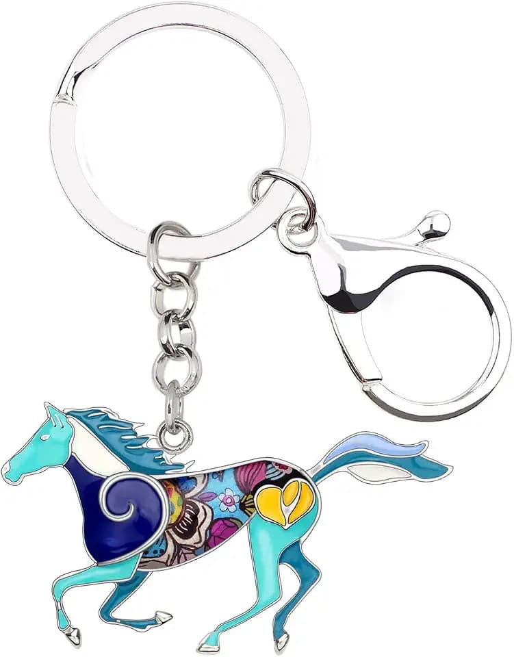 BONSNY Emaille Legierung Niedliche Tier Pferd Schlüsselanhänger Schmuck Geschenke für Frauen Mädchen Auto Geldbeutel Schlüssel Handtasche Charms Zubehör