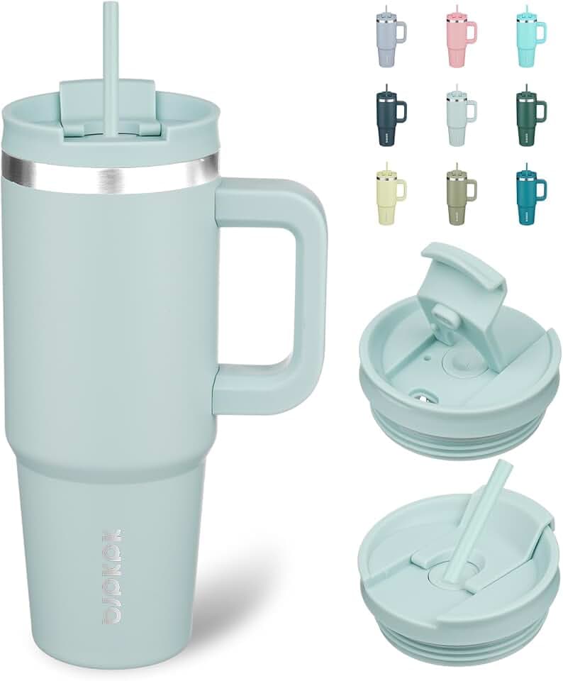 BJPKPK 30 oz Insulated Tumbler with Handle & Straw, Stainless Steel