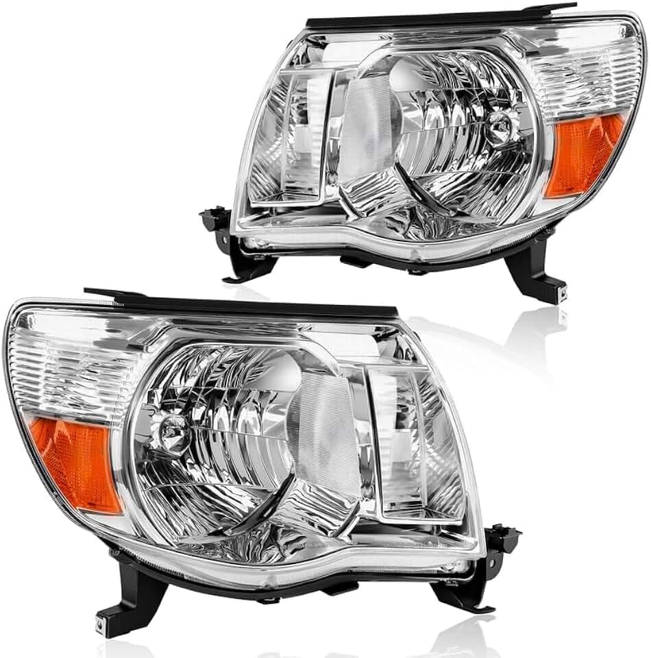 DWVO Headlight Assembly Compatible with 2005-2011 Toyota Tacoma Chrome