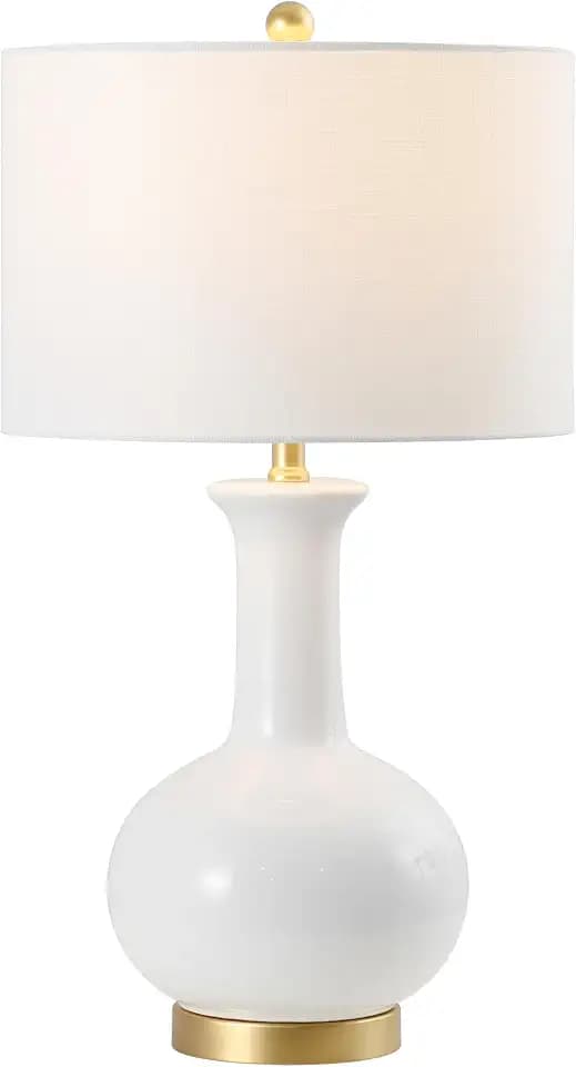 JONATHAN Y Brussels Ceramic Metal Table Lamp 27", White/Gold Painting