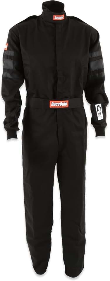 RaceQuip® 110006RQP 110 Series 1-Pc Driving Suit - SFI 3.2A/1 - Black - XL