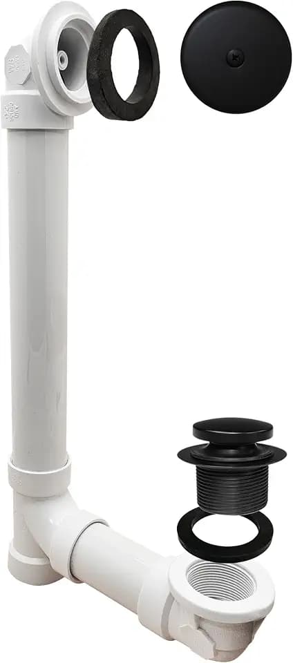 Westbrass Tip-Toe Sch. 40 PVC Bath Waste with One-Hole Elbow, Matte Black, D49321-62