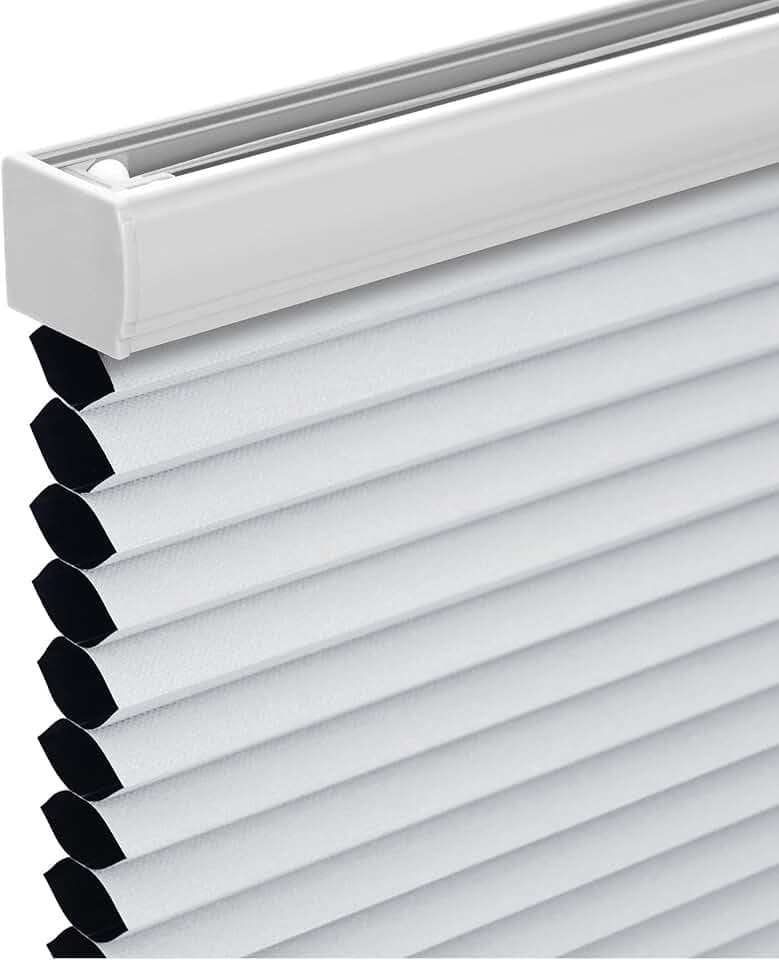 Changshade Cordless Cellular Shades,Blackout Honeycomb Shades for Windows,Pull Down Pleated Blinds,Easy to Install for Indoor Windows and French Doors,White(Blackout),34" w x 72" h