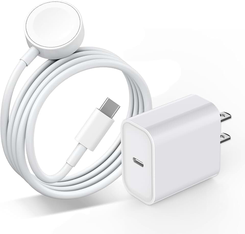 Upgraded Apple Watch Charger, Portable Fast Wireless Magnetic iWatch Charging Cable Cord with USB C Wall Charger Block Plug Adapter Compatible with Apple Watch Series 10,9,8,7,SE,6,5,4,3,2,1(1M/3.3FT)