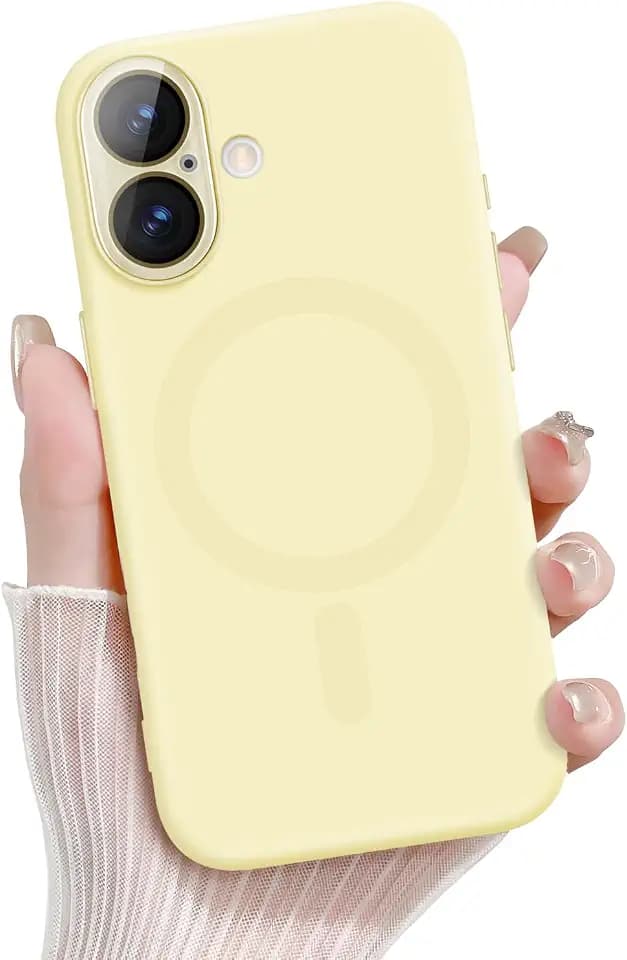 Newseego for iPhone 16 Magnetic Soft Liquid Silicone Case, Yellow
