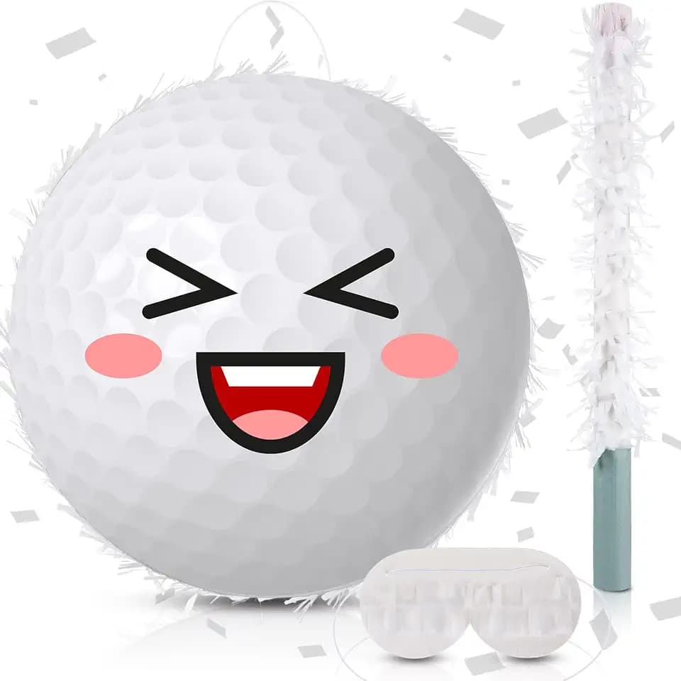 Poen Golf Piñata Set with Bat Blindfold Confetti, 13x13x3 inch