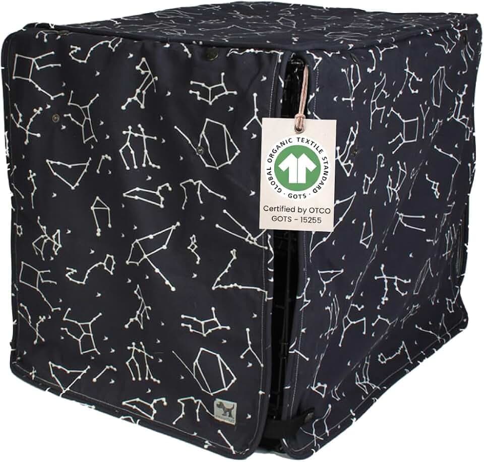 Molly Mutt Rocketman Dog Crate Cover, 100% Cotton Canvas Cover with 2 Roll-Up Panels, Ideal for Dog or Cat Crate, Durable, Washable, and Free of Harmful Chemicals, 24" x 18" x 21"