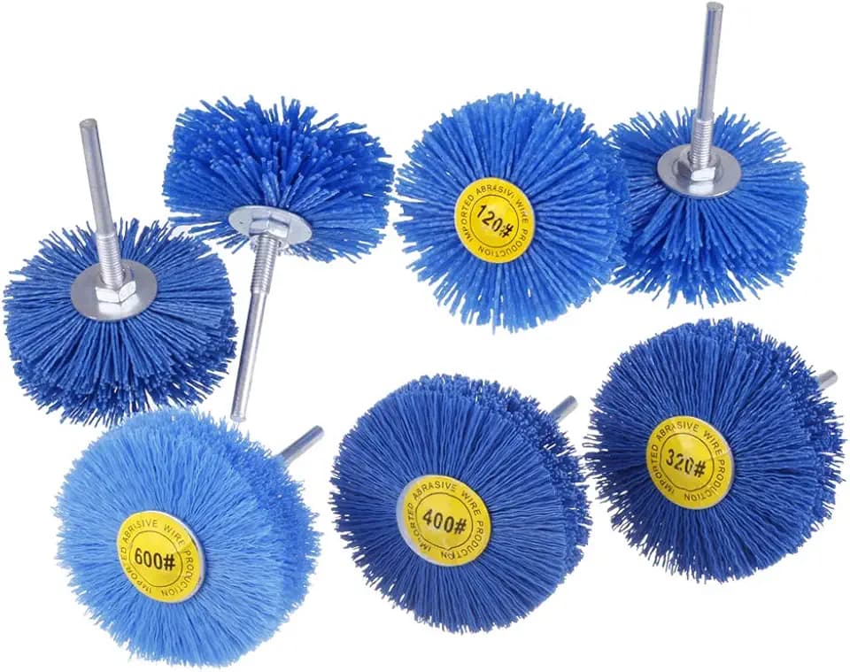 7 Pack Abrasive Nylon Wheel Brush for Drill with 1/4" Shank, (80 120 180 240 320 400 600 ) Grits, Nylon Abrasive Wheel Perfect for Removal of Rust/Corrosion/Paint