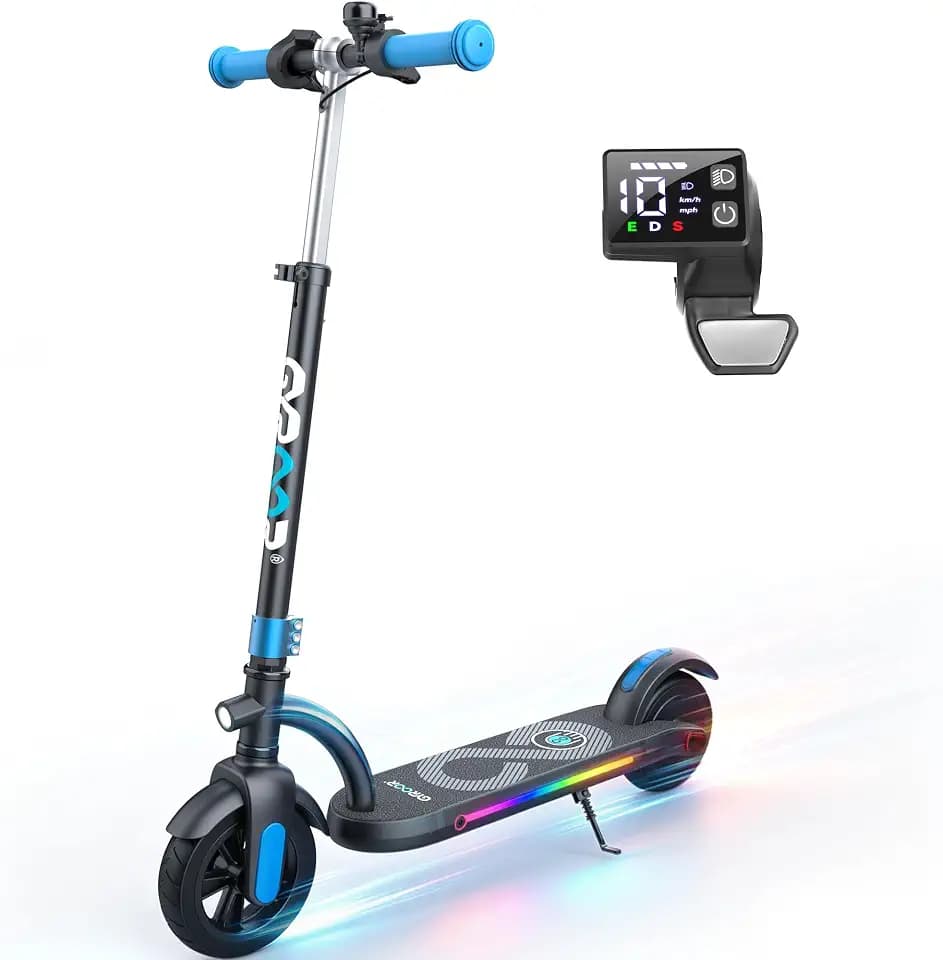 Gyroor H40 Kids Electric Scooter 180W 10MPH LED Lights Ages 6 12 Blue