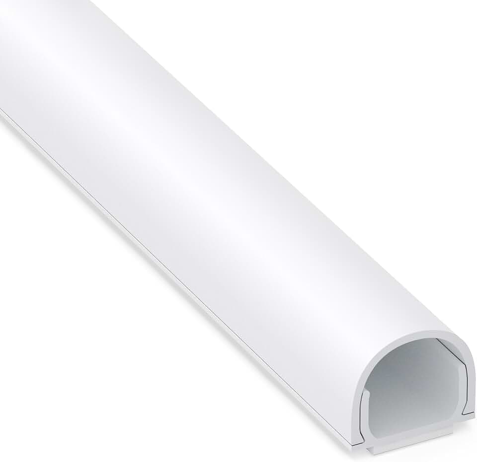 ZhiYo 113in Cord Cover for 1 Wire on Wall, 0.5" W x 0.4" H White
