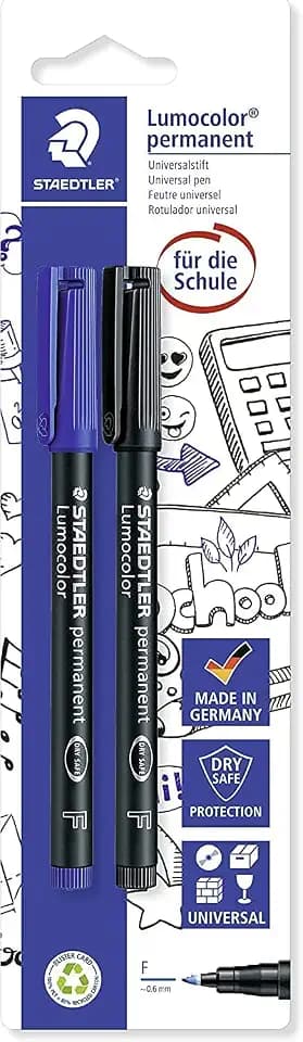 STAEDTLER Lumocolor 318 Permanent Marker – 2er Set, Schwarz & Blau