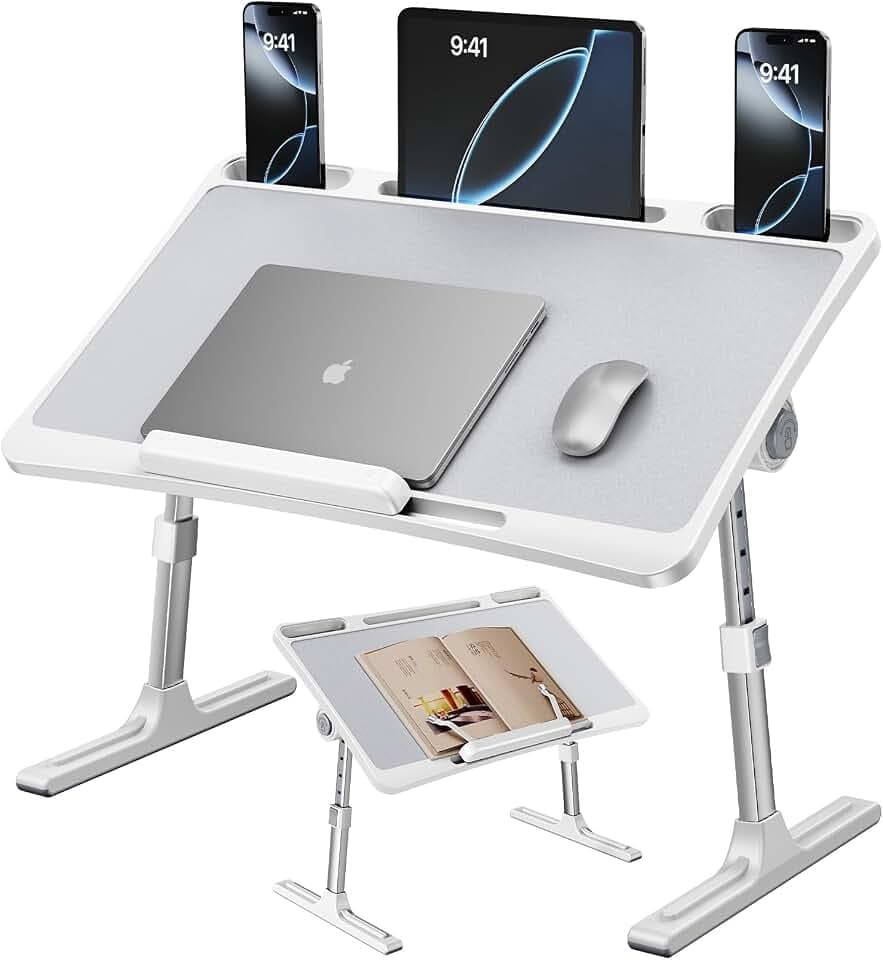 Laptoptisch Betttisch,Klappbar Laptop Tisch Höhenverstellbar Lapdesk für Bett Tabletttisch,Laptop Stand Kompatibel mit 17" Laptops für Sofa Couch Tablett Frühstück