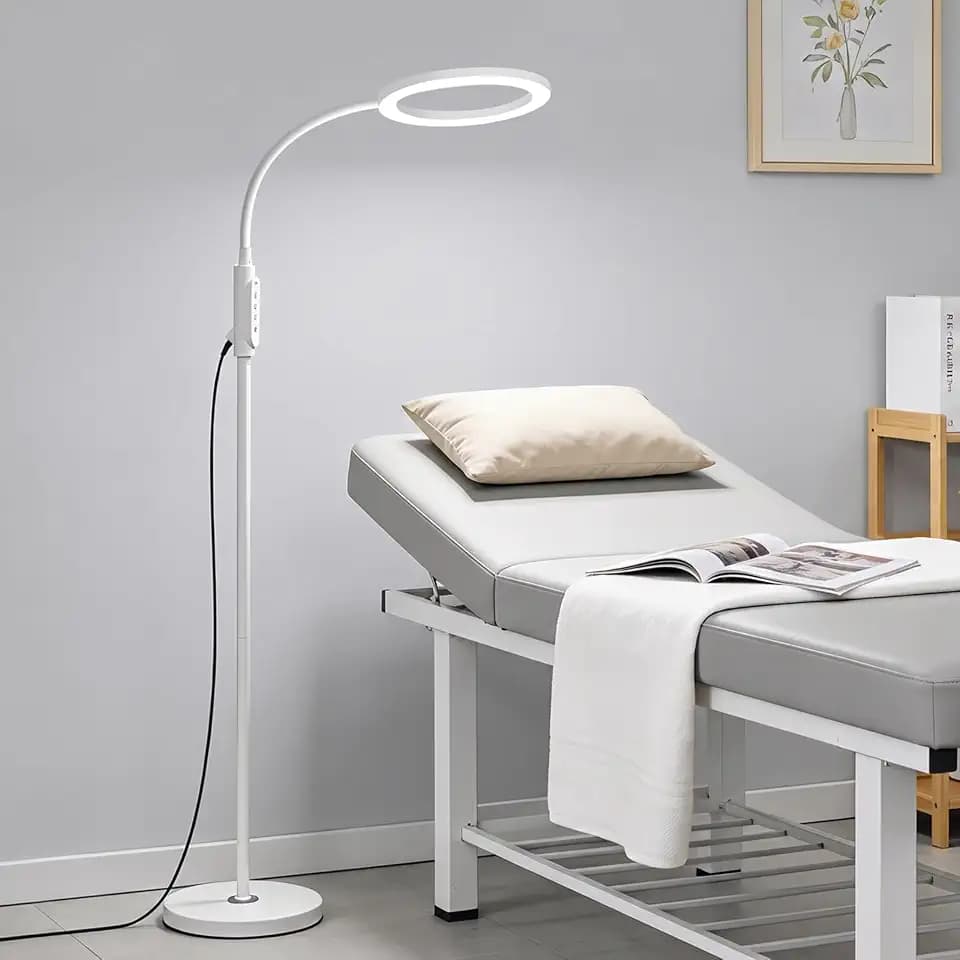Supe Bright 24W Dimmable LED Floor Lamp with Remote Touch Control Adjustable Gooseneck Standing Light for Reading Makeup Tattoo Lash Extensions White Modern Smart Tall Lamp Living Room Bedroom Office