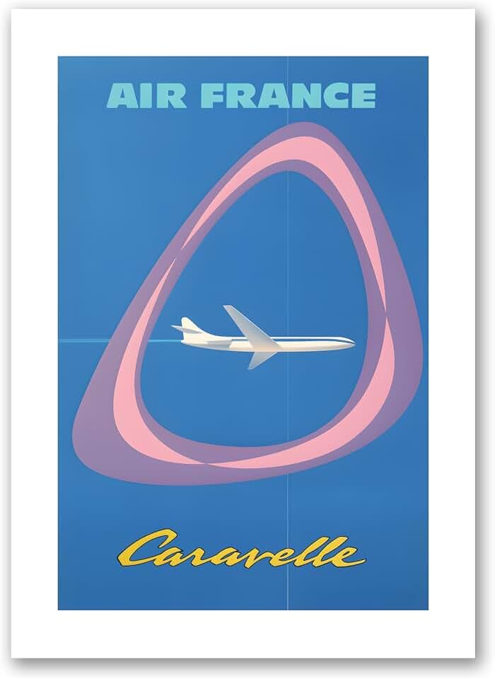 SALVADERO Vintage Luftfahrt Poster – Caravelle, Wanddeko Wohnzimmer Büro ohne Rahmen (Caravelle, 42L x 30B cm)