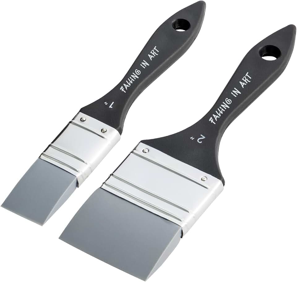 Falling in Art 2Pcs Silicone Paint Brush Set, Flat Shaped Painting Tool