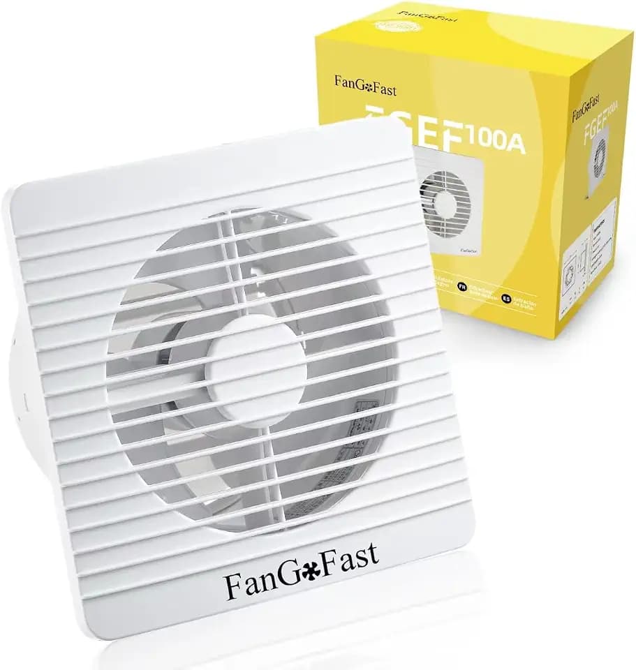 FanGoFast Badlüfter 100mm, Abluftventilator Leiser mit Rücklaufklappe, 12W Leistungsstarke Wandventilator Lüfter für Küche Bad Gewächshaus Garage