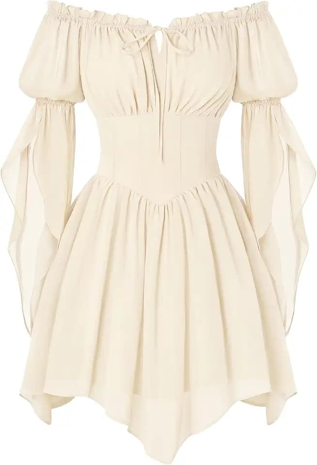 SCARLET DARKNESS Renaissance Korsagenkleid Mittelalter Chiffon Minikleid