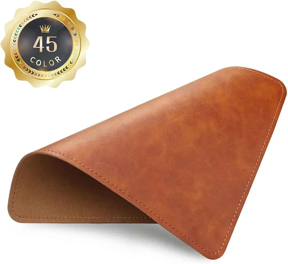 Mouse Pad, PU Mouse Pad，Leather Mouse Pad with Stitched Edge Micro-Fiber Base with Non-Slip Waterproof，Mouse Pad for Computers，Laptop, 8x11Inch (Caramel Brown)