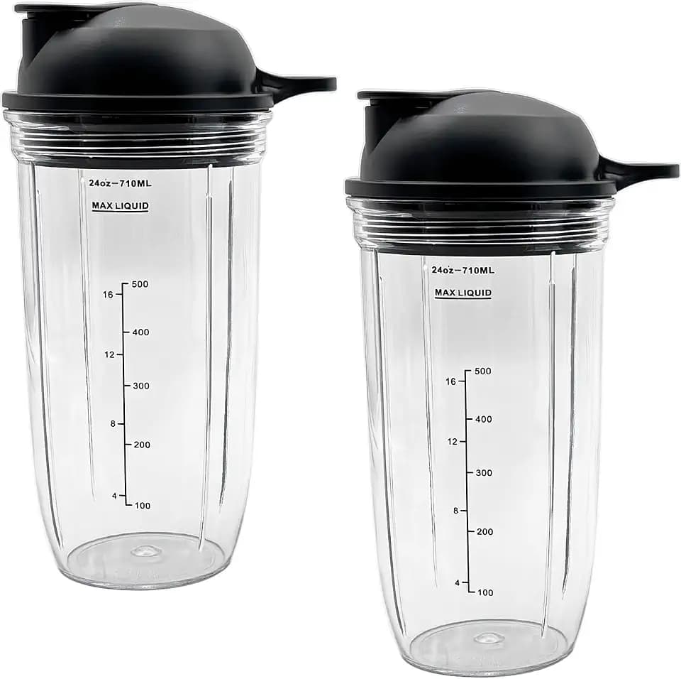 Mixer Becher und Deckel Zubehör für nutribullet Full Size Blender Combo 1200 Watt und 1000 Watt - 24 oz Nutribullet NBF500MB NBF450DG Cup Ersatzteile mit Deckel - 2er Pack