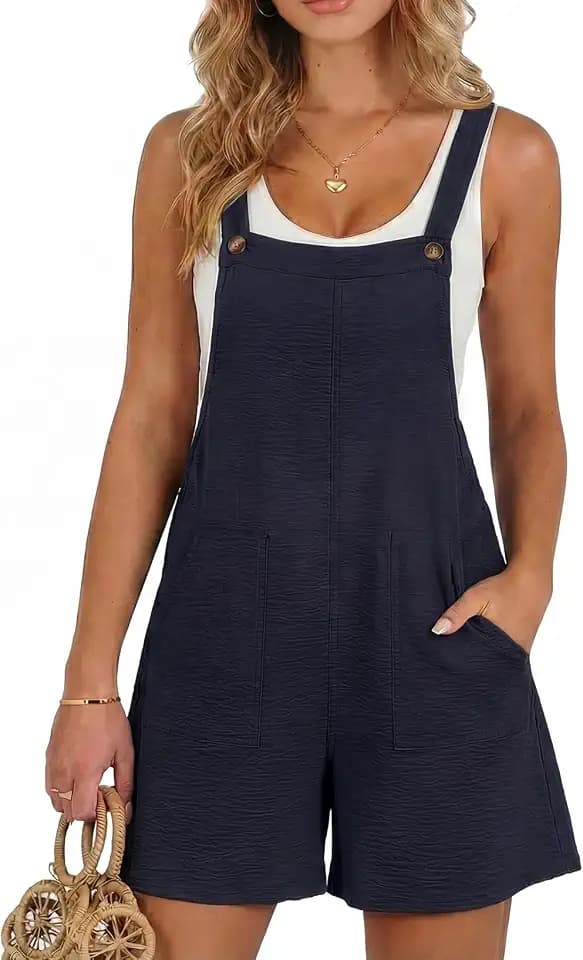 Dokotoo Women's Casual Rompers Loose Overalls One Piece Sleeveless Wide Leg Short Pant Jumpsuits With Pockets