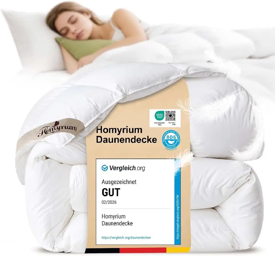 Homyrium Daunendecke 220x240 Winter Bettdecke 240x220 Daunen 220x240 Daunenbettdecke Federbettdecke Steppdecke, Oeko-TEX und RDS Zertifiziert