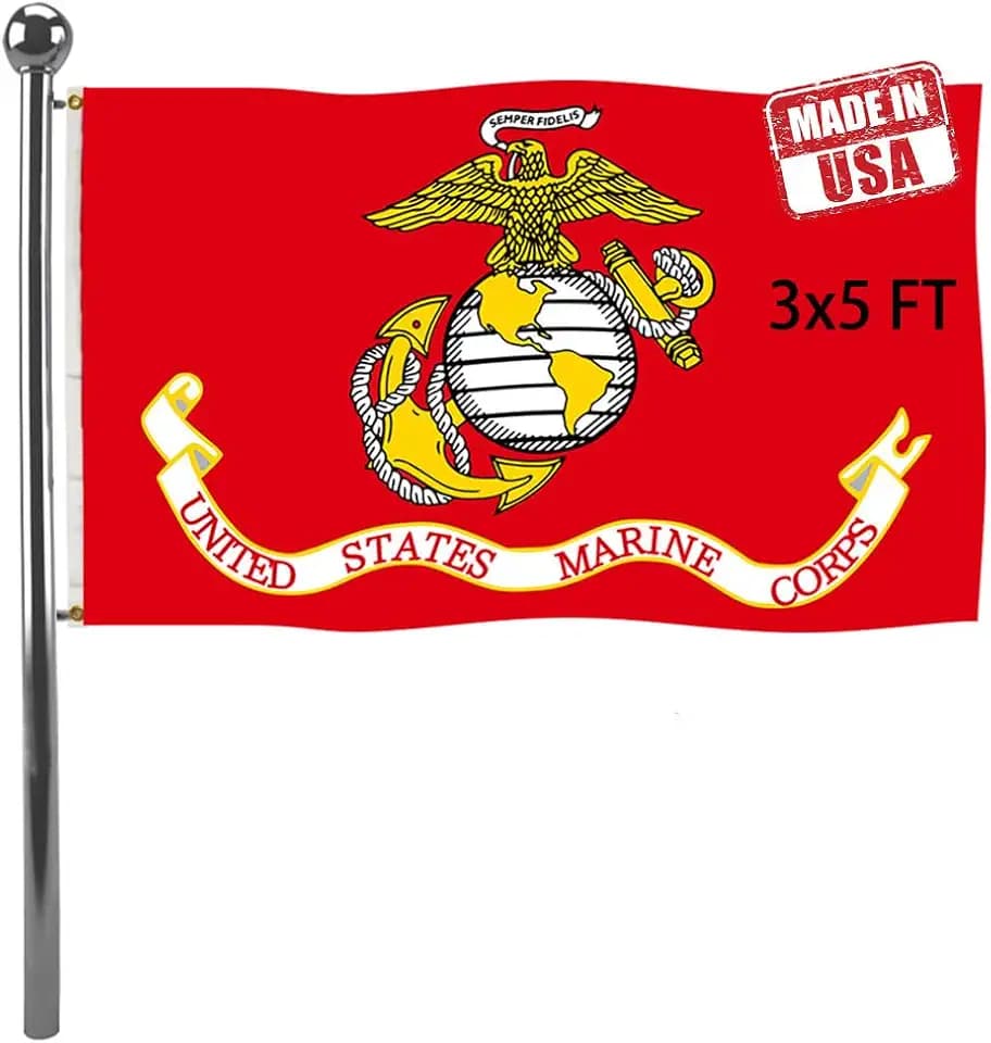 Jayus US Marine Corps USMC Military Flags 3x5 Outdoor- Vivid Colors Double Stitched USMC Army Flag Banner with 2 Grommets