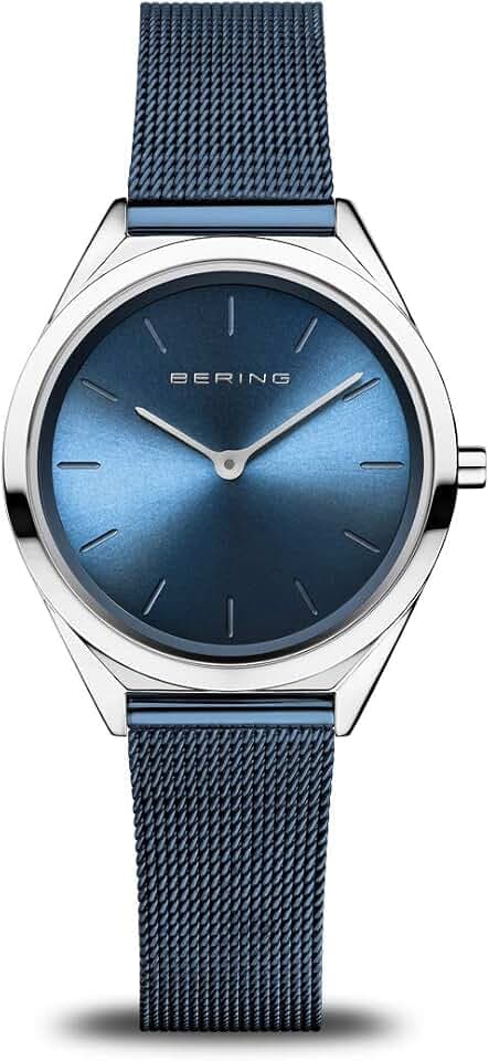Bering Unisex Quarz Uhr | Armbanduhr 31 mm Edelstahlgehäuse und Zifferblatt | Milanaisearmband | Saphierglas | 3 ATM | 17031
