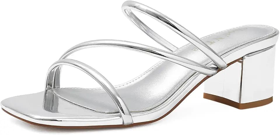 Shoe'N Tale Strappy Heels Women's Chunky Block Heel Mules