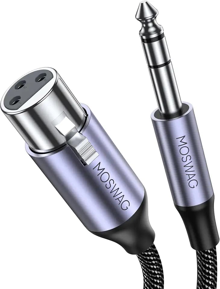 MOSWAG 1/4 Inch TRS to XLR Female Cables 6.6FT, 6.35 Male to XLR Female Cables for Karaoke Machines, CD Players, Electronic Piano, Speakers, Amplifiers, Guitars