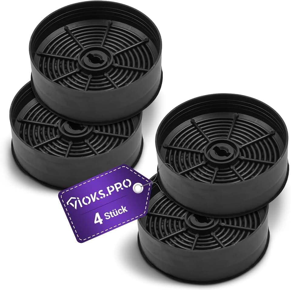 Viоks.pro 4x Aktivkohlefilter 125mm Abzugshaube Ersatz für AEG ECFB03 | Filter Kohlefilter, Rund, für Dunstabzugshaube Dunstabzug