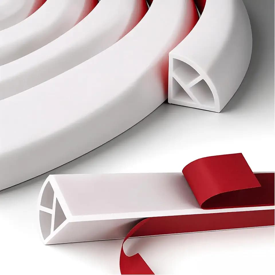118 Inch Flexible Quarter Round Molding Trim, Peel and Stick Silicone Caulk Strip for Floor Edge, Tub, Cabinet, Shoe Molding Baseboard Around Curved Stairs, Columns and Wall