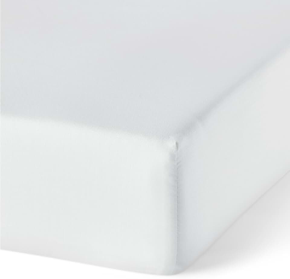 Amazon Basics Spannbettlaken aus 100% Bio Baumwolle, 200 x 200 cm, Weiß