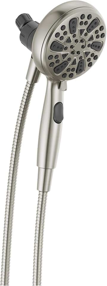 Delta Faucet 6-Spray SureDock Magnetic Shower Head with Handheld Spray, Brushed Nickel Shower Head with Hose, Showerheads & Handheld Showers, MagnaTite Docking, Stainless 75609SN