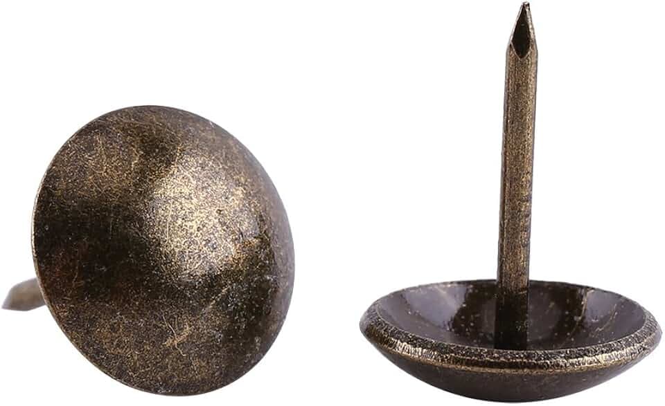 100 Stück Vintage Polsternägel Runder Großköpfiger Bronze Metall Ziernägel, Teppichnägel für Tags Möbel Sofa Schuh Tür Tack Stud(Glatte 13 * 17mm Verdickt)