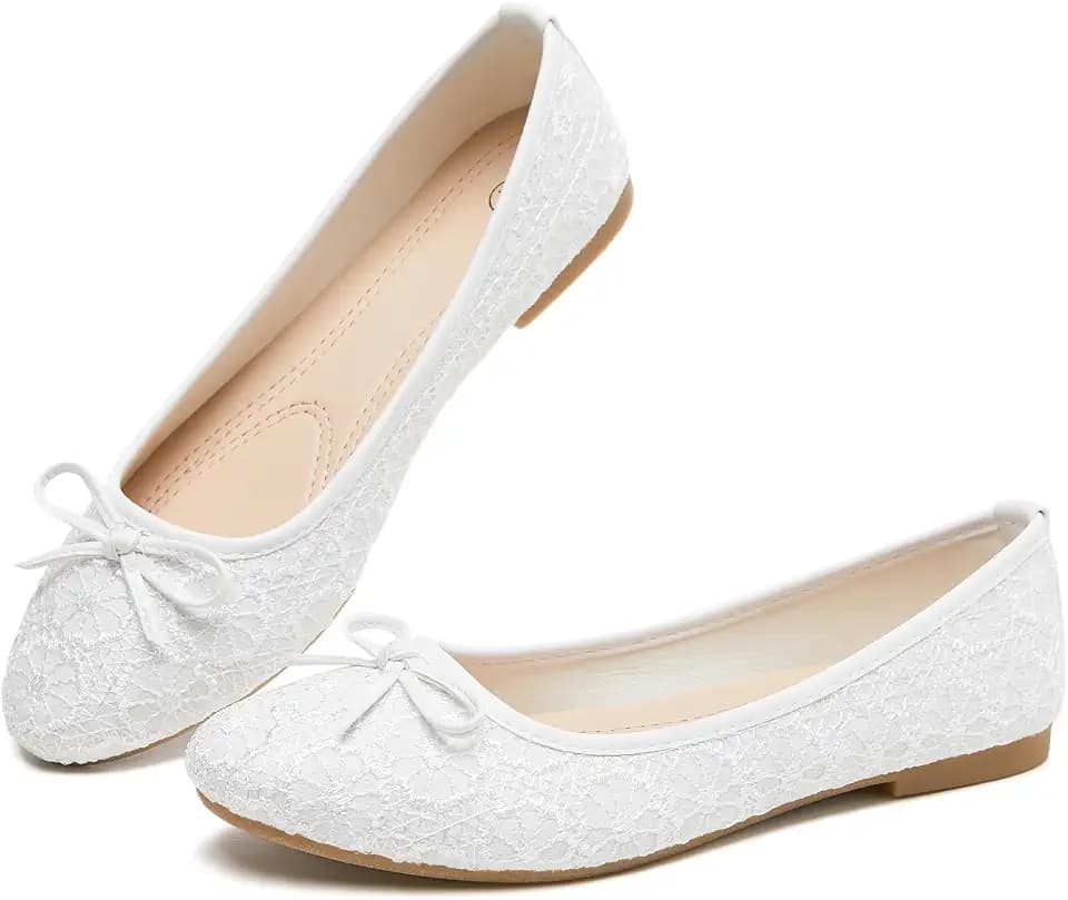 FINIWOR Womens Black Ballet Flats Shoes,Point Toe Shoes