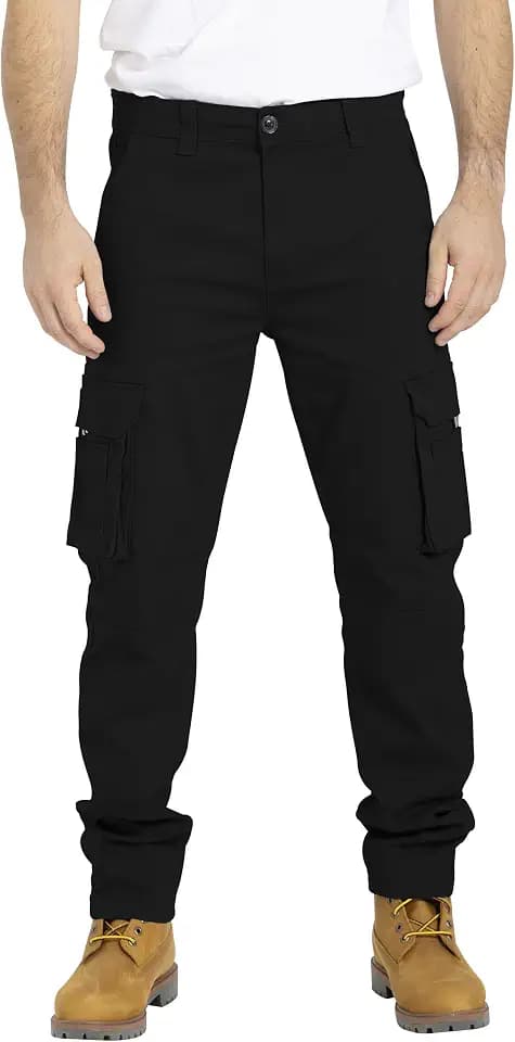 Casual Cargo Pants for Men Stretchable Regular Fit Cargo Work Pants for Men Heavy Duty 6 Pocket Outdoor Mens Work Pants