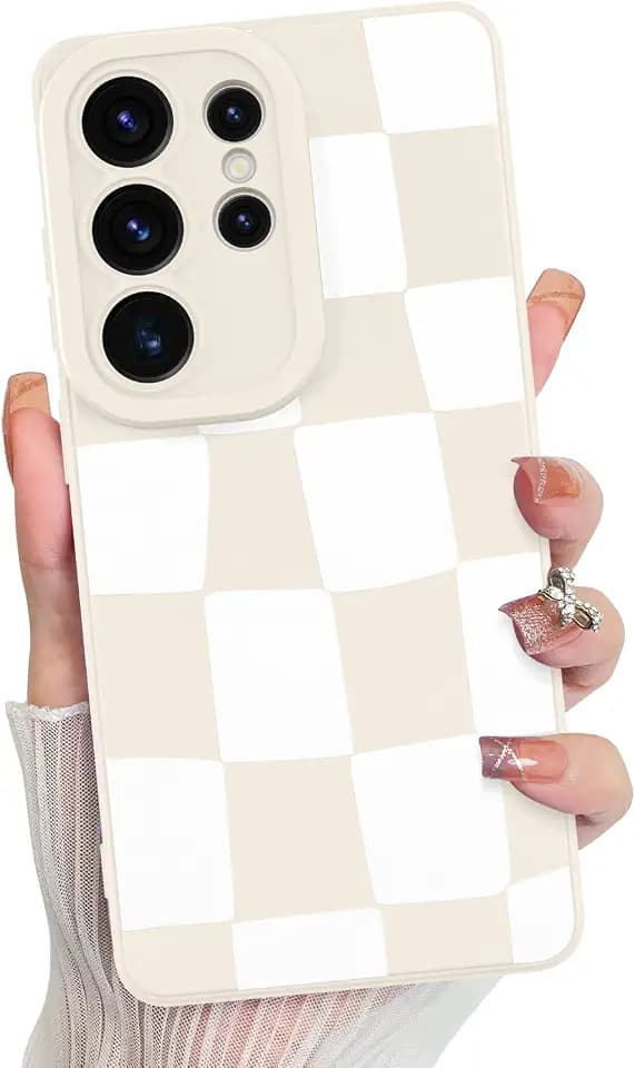 KANGHAR Compatible with Samsung Galaxy S26 Ultra Case Checkered -White