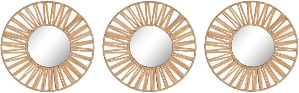 ESPEJO SET 3 RAFIA CRISTAL 20X2X20 NATURAL