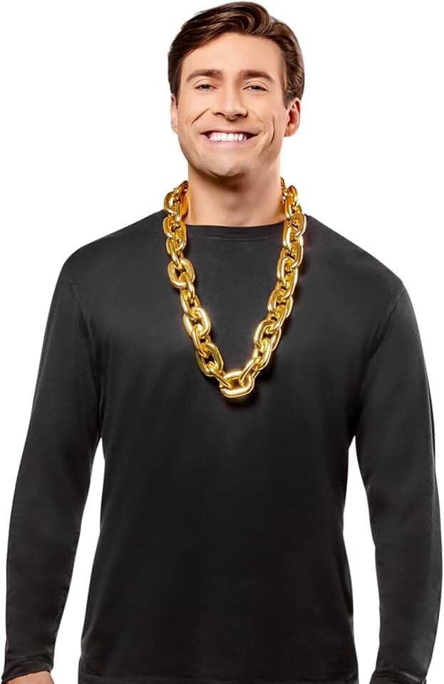 Rubies Jumbo Gold Plastic Chain Necklace Costume Accessory for Adults, Men's No Size