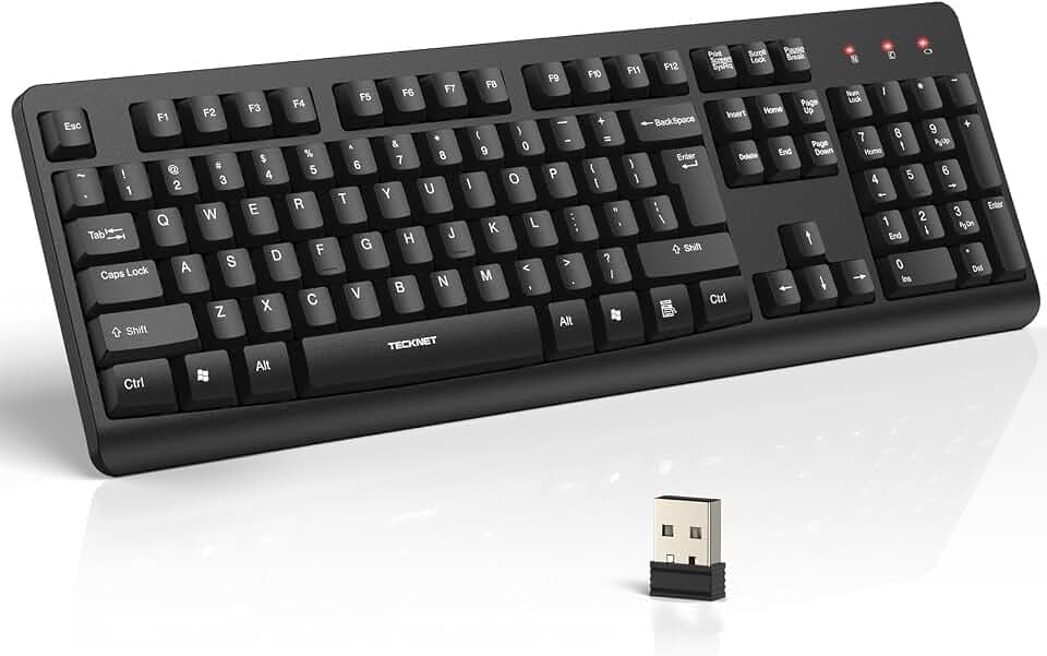 TECKNET Wireless Keyboard, 2.4G Silent Full-Size Keyboard with Number Pad