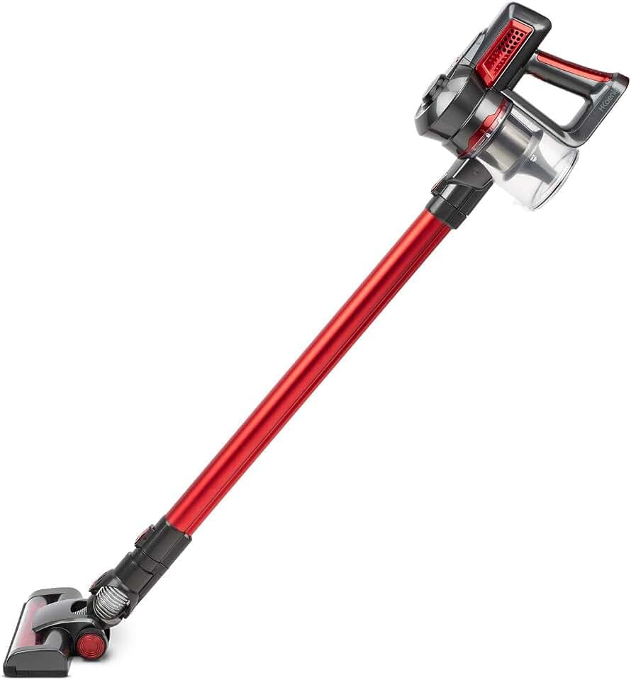 H.Koenig PowerClean+ UP810 2-Stufen Akku-Hand- und Stielstaubsauger ohne Beutel-Staubsauger-Staubsauger-Kompakt-Leicht-Akku-Leise-120W-Multifunktionsgerät, Rot