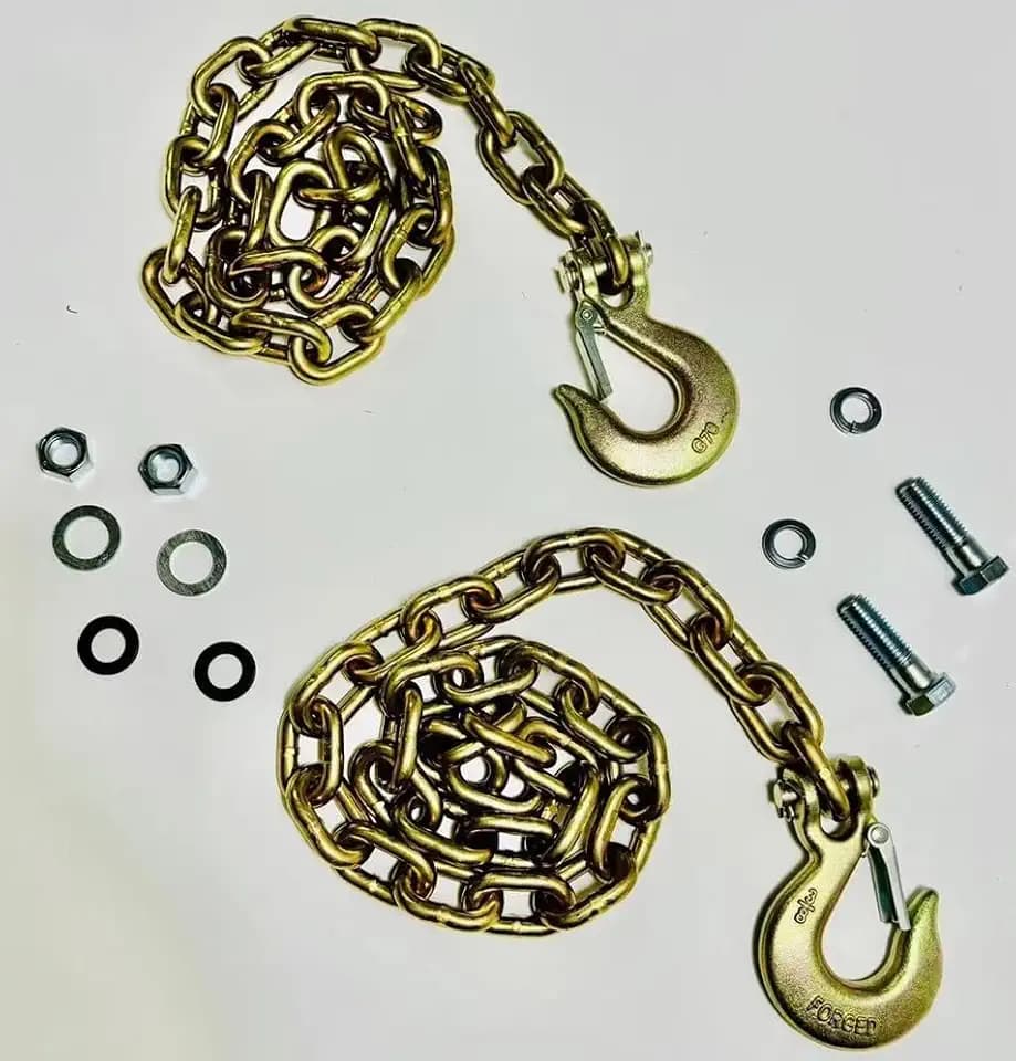 WLL 510044 Trailer Safety Chain, 2 Grade 70, 3/8" x 44" w Safety Chain, Fifth Wheel Trailer Safety Chains, Goose Box Accessory, 20K Safety Chain Kit, Contains: (2) 3/8" Clevis Hook