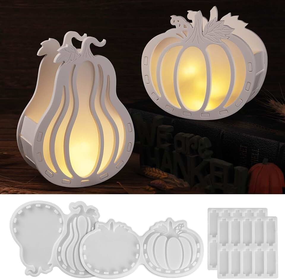 Silikonform Herbst Halloween Gießform, 3D Kürbis Gipsform Silikon zum Basteln, DIY Deko Silikonformen Kürbisse Giessformen Herbsts Halloween Dekoration