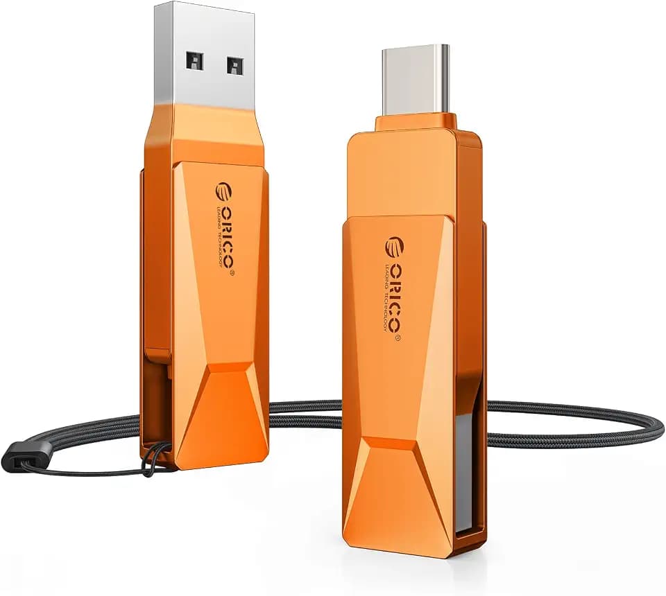 ORICO USB Stick 128GB USB 3.2 Speicherstick OTG 150MB/s, Orange, CB05