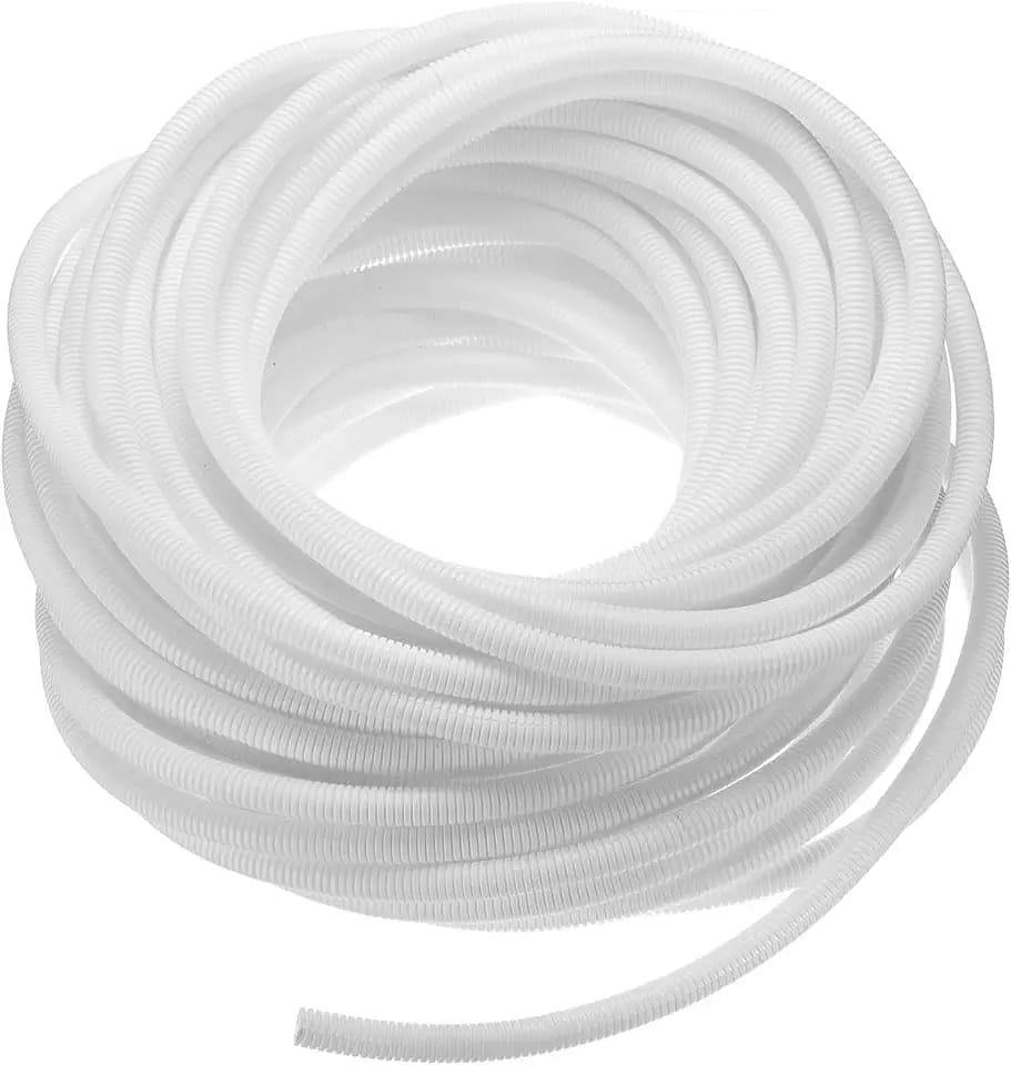 uxcell 3/8 Inch x 100 Ft Split Wire Loom Tubing, Guard Convoluted Flex, Protective Split Cable Conduit, Flexible Wire Protector Tubing, Electrical Cord Cover, White