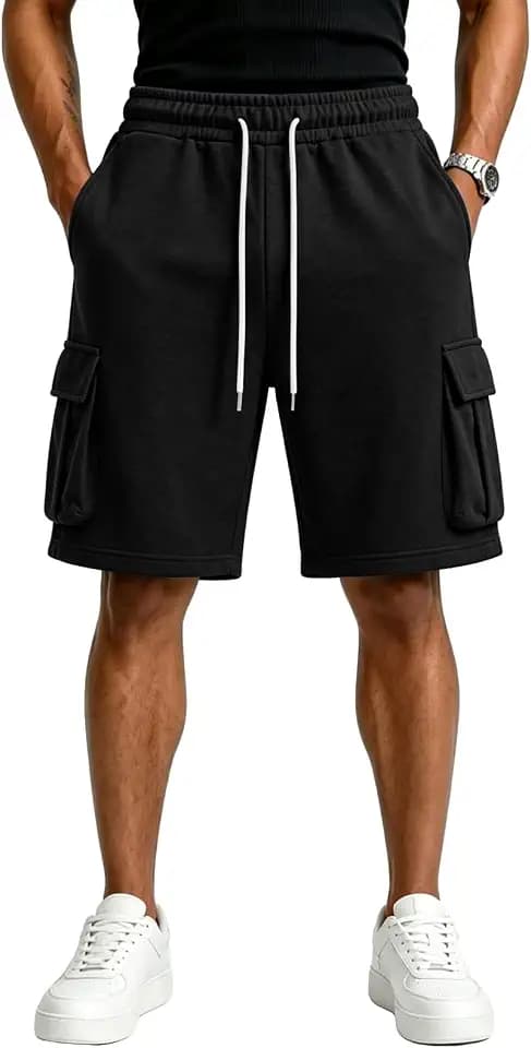 PIDOGYM Men's Cargo Sweat Shorts Athletic Baggy Shorts with 5 Pockets