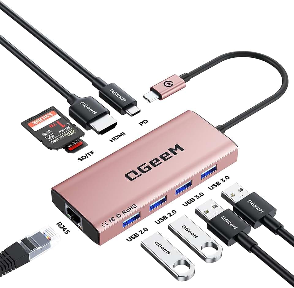 USB C Hub,9 in 1 Multi-Port Adapter, USB Splitter Dongle Dock for Laptop