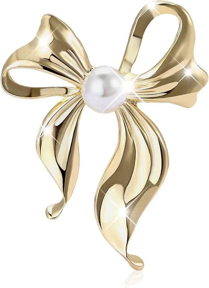 Bow Brooch Gold Brooches and Pins for Women Rhinestone Pearl Brooch Gifts for Her Valentines Mother's Day