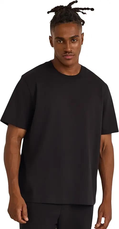 Organic Basics Men's True Heavy Boxy Fit Cotton Short Sleeve Tee Shirt