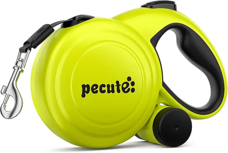 32ft Retractable Dog Leash with Reflective Strips, One-Button Control & Sturdiness Nylon Material, Long Leash Retractable with Poop Bag Holder for Medium Large Dog